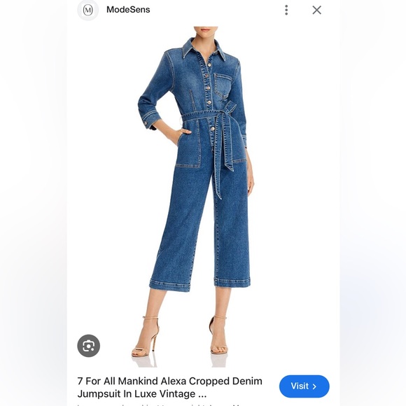 7 FOR ALL MANKIND ALEXA DENIM JUMPSUIT - Picture 1 of 10